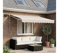 vidaXL Cornice per Tenda Manuale con LED 3,5 x 2,5 m, Tenda da giardino e awning per terrazza, parasole moderno con luci LED, protezione regolabile e resistente agli agenti atmosferici
