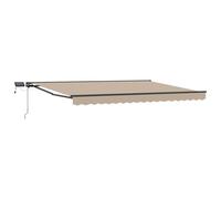 vidaXL Cornice per Tenda Manuale con LED Beige e Antracite 5 x 3 m, Tenda Sole Regolabile, Gazebo Esterno, Ombra LED, Ombrellone Moderno, Protezione dal Maltempo