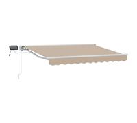 vidaXL Cornice per Tenda Manuale con LED Beige e Bianco 2,5 x 2 m, Tenda Sole Regolabile, Gazebo Esterno, Ombra LED, Ombrellone Moderno, Protezione dal Maltempo
