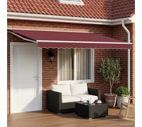 vidaXL Cornice per Tenda Manuale con LED Borgogna e Bianco 4,5 × 3 m, Tenda Sole Regolabile, Gazebo Esterno, Ombra LED, Ombrellone Moderno, Protezione dal Maltempo