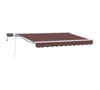 vidaXL Cornice per Tenda Manuale con LED Marrone e bianco 3,5 x 2,5 m, Tenda Sole Regolabile, Gazebo Esterno, Ombra LED, Ombrellone Moderno, Protezione dal Maltempo