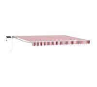 vidaXL Cornice per Tenda Manuale con LED Rosso e Bianco 4 × 3,5 m, Tenda Sole Regolabile, Gazebo Esterno, Ombra LED, Ombrellone Moderno, Protezione dal Maltempo