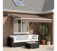 vidaXL Cornice per Tenda Manuale con LED Tortora 3,5 x 2 m, Tenda da giardino e awning per terrazza, parasole moderno con luci LED, protezione regolabile e resistente agli agenti atmosferici