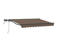 vidaXL Cornice per Tenda Manuale con LED Tortora 4 × 3 m, Tenda da giardino e awning per terrazza, parasole moderno con luci LED, protezione regolabile e resistente agli agenti atmosferici