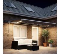 vidaXL Handmatige Luifelhouder met LED's Taupe 4 x 2 m