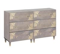 vidaXL Credenza 2 pcs Grigio 60 x 33 x 75 cm Legno di mango massello