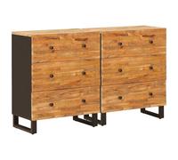 vidaXL Credenza 2 pcs Marrone 60 x 33 x 75 cm Legno di mango massello