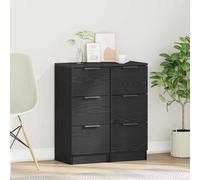 vidaXL Sideboards 2 PCS Rovere Nero 30 x 30 x 70 cm Legno Multistrato, Armadio alla Moda, Sideboard Moderno, Organizer Rettangolare, Mobile Funzionale, unità salvaspazio