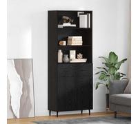 vidaXL Credenza 2 pcs Rovere Nero 69,5 x 34 x 180 cm Legno multistrato