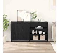 vidaXL Credenza 2 pcs Rovere Nero 70 x 41 x 75 cm Legno multistrato
