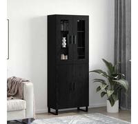 vidaXL Credenza 2 pcs Rovere nero Legno multistrato