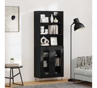 vidaXL Mobile alto nero rovere 69,5 x 34 x 180 cm legno lavorato, elegante tavolo da pranzo, moderno mobile rettangolare alto elegante soluzione interna, armadio salvaspazio