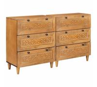 vidaXL Credenza 2 pz 120 x 33,5 x 75 cm legno massello di mango
