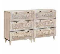 vidaXL Credenza 2 pz 120 x 33,5 x 75 cm legno massello di mango Bianco
