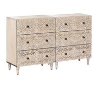 vidaXL Credenza 2 pcs Bianco 60 x 33,5 x 75 cm Legno di mango massello, Credenza elegante per sala da pranzo, in legno di mango, design moderno per una casa organizzata e funzionale