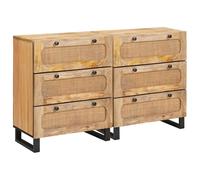 vidaXL Credenza 2 pz 60 x 33 x 75 cm Legno di mango massello Marrone