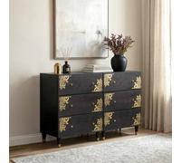 vidaXL Credenza 2 pz 60 x 33 x 75 cm Legno di mango massello Nero