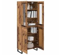 vidaXL Armadio 2 pezzi legno vecchio ingegnerizzato legno e vetro, buffet rettangolare moderno, soluzione di archiviazione elegante per soggiorno, armadietto di spazio flessibile, mobili interni