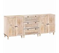 vidaXL Credenza 3 pcs Bianco 60 x 33 x 75 cm legno massello di mango