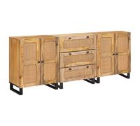 vidaXL Credenza 3 pcs Marrone 180 x 33 x 75 cm Legno di mango massello