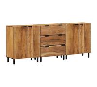 vidaXL Credenza 3 pcs Marrone 60 x 33 x 75 cm Legno massello di acacia