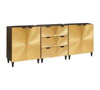 vidaXL Credenza 3 pcs Nero e Oro 60 x 33 x 75 cm