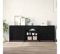 vidaXL Credenza 3 pcs Rovere Nero 70 x 41 x 75 cm Legno multistrato