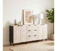 vidaXL Credenza 3 pz 60 x 33 x 75 cm Legno di mango massello