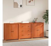 vidaXL Credenza 3 pz Marrone Cera 210 x 35 x 80 cm