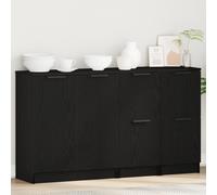 vidaXL Credenza 3 pz Rovere Nero 120 x 30 x 70 cm Legno ingegnerizzato