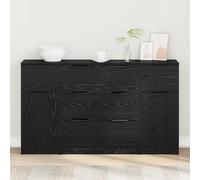 vidaXL Credenza 3 pz Rovere Nero 121 x 30 x 70 cm Legno ingegnerizzato