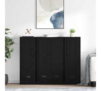 vidaXL Credenza 3 pz Rovere Nero 132 x 35,5 x 103,5 cm