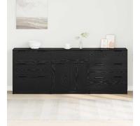 vidaXL Credenza 3 pz Rovere Nero 181 x 30 x 70 cm Legno ingegnerizzato