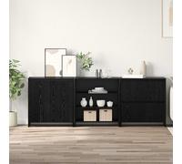 vidaXL Credenza 3 pz Rovere Nero 70 x 41 x 75 cm Legno ingegnerizzato