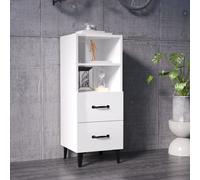 vidaXL Credenza 34,5x34x90 cm in Legno Multistrato Bianco Lucido