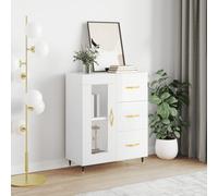 vidaXL Credenza 69,5x34x90 cm in Legno Multistrato Bianco Lucido