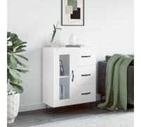 vidaXL Credenza 69,5x34x90 cm in Legno Multistrato Bianco Lucido