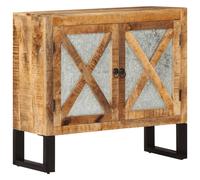 vidaXL Credenza 80x30x71 cm in Legno Grezzo Massello Mango e Metallo