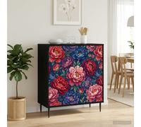 vidaXL Credenza AACHEN Rovere Nero 69 x 33 x 76 cm, Mobile laterale rettangolare moderno, soluzione di stoccaggio elegante per soggiorno e sala da pranzo