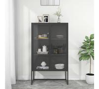 vidaXL Credenza Alta Antracite 80x35x135 cm Acciaio e Vetro Temperato