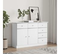vidaXL Credenza ALTA Bianca 112x35x73 cm in Legno Massello di Pino