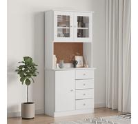 vidaXL Credenza ALTA Bianca 77x35x165 cm in Legno Massello di Pino