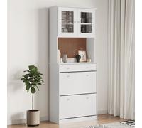 vidaXL Credenza ALTA Bianca 77x35x188 cm in Legno Massello di Pino