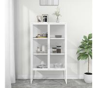 vidaXL Credenza Alta Bianca 80x35x135 cm Acciaio e Vetro Temperato