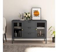 vidaXL Credenza Antracite 105x35x70 cm in Acciaio e Vetro Temperato