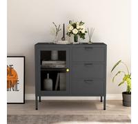 vidaXL Credenza Antracite 75x35x70 cm in Acciaio e Vetro Temperato
