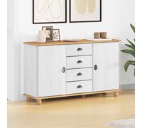 vidaXL Credenza ASKIM Bianco 133.5 x 40 x 79 cm Legno di pino massello