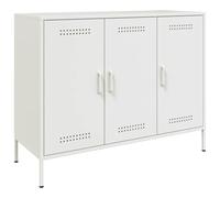 vidaXL Credenza Bianca 100,5x39x79 cm in Acciaio Laminato a Freddo, credenza con anta, mobile da soggiorno, mobile portaoggetti, credenza da cucina