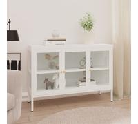 vidaXL Credenza Bianca 105x35x70 cm in Acciaio e Vetro