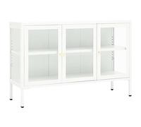 vidaXL Credenza Bianca 105x35x70 cm in Acciaio e Vetro